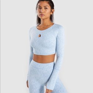 Gymshark Fleur Texture Long Sleeve Crop - Blue